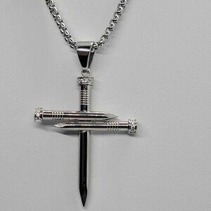 Brand New Stainless Steel Nail Cross with chain